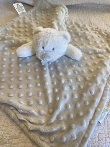 Blankets and Beyond Gray Minky Dot White Bear Fleece Lovey Security Blanket - Picture 1 of 7