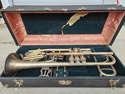 Vintage Pre 1915 H.N. Corneta trompeta blanca Cleveland OH King Master modelo y estuche Foto 1 de 4