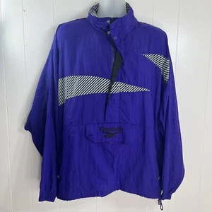 Vintage Reebok Purple Zebra Windbreaker Pullover 1/2 Zip Adult Unisex Size Large - Picture 1 of 19