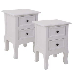 French Bedside Table Nightstand White Set of 2 - Picture 1 of 10