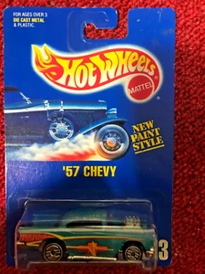 Hot Wheels 57 Chevy Green from 1991 on tidy Card. #213 4311 UH - Picture 1 of 2
