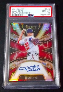 (#/25) PSA 10 Juan Soto Auto 2021 Select Prizm Sparks Sigs Holo autógrafo firmado - Imagen 1 de 6