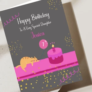 Tarjeta de cumpleaños personalizada para gato para hija, nieta, hermana amiga - Imagen 1 de 6