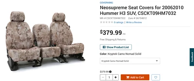 Fundas de asiento delanteras CoverKing para Hummer H3 SUV 2006-2010 ARTÍCULO (17) Foto 1 de 2