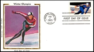 1795 Olimpiadi invernali FDC, cachet di seta Colorano, OF, POF, senza indirizzo. - Foto 1 di 3