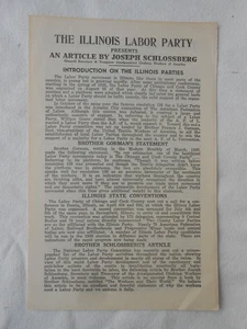 Illinois Labor Party Bulletin by Joseph Schlossberg Amalgamated Clothing Union - Imagen 1 de 7