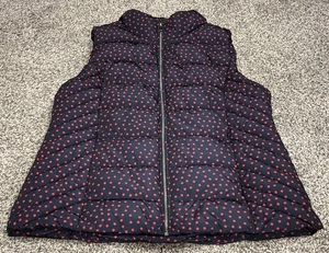 Women’s Size Large L Tommy Hilfiger Puffer Vest Jacket Blue and Red Dot - Picture 1 of 2