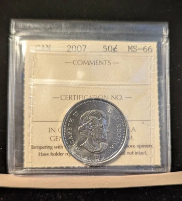 2007  ICCS Graded, Canadian, 50 Cent, **MS-66** # HN 557 - Image 1 of 4