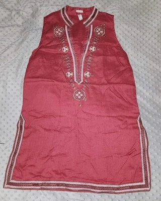 Old Navy Kaftan Perfect Fit Top Womens Rust Red 100% Linen Sleeveless V Neck L - Image 1 of 4