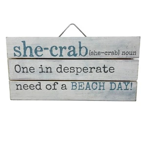 CounterArt "She Crab" Decorative Slatted Pallet Wood Sign 12" by 6" - Picture 1 of 6