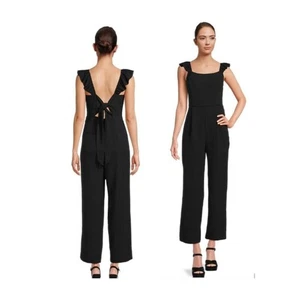 Neu mit Etikett eleganter Overall schwarz XL Flatterärmel weites Bein BCBG Paris - Bild 1 von 13