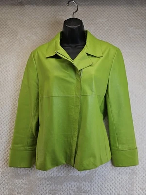 Chaqueta de Cuero CARLISLE Chartreuse Cremallera Asimétrica Suave Impresionante Talla 12 Excelente Foto 1 de 4