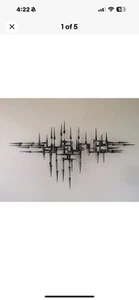 Scultura da parete in metallo astratta firmata datata firmata Corey Ellis opera d'arte RARA - Foto 1 di 20