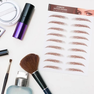 6 Sheets 3D Waterproof Brown Eyebrow Stickers Temporary Realistic Natural Brows - Image 1 of 4