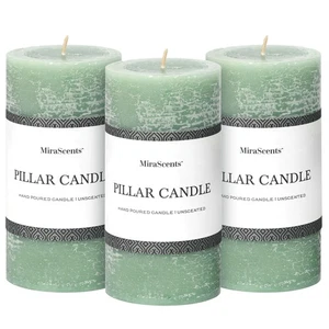 Juego de 3 velas de pilar verde salvia de 3x6 pulgadas - resorte sin perfume, limpieza larga... - Imagen 1 de 6