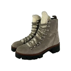 JEFFREY CAMPBELL CULVERT WOMEN BOOTS US 7.5 Gray Suede Shearling Lace-Up Shoes - Picture 1 of 14