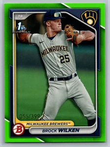 Brock Wilken 2024 Bowman 1st Neon Green Border /399 BP-86 Milwaukee Brewers - Bild 1 von 3