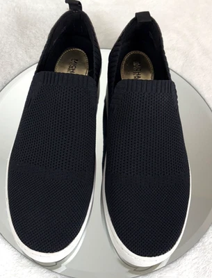 Michael Kors Black Knit Slip On Sneakers Size 9.5 Logo Casual Wear Loafers - Image 1 of 4