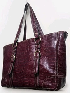 CROFT & BARRELL FINTO COCCODRILLO MESSGR LPTP TOTE SHLDR KEY CHN CHG HLDR. ECCELLENTE - Foto 1 di 20