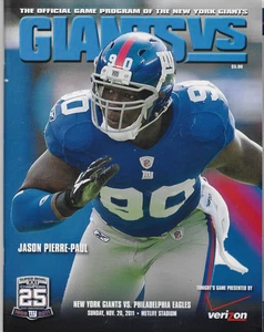 Vintage New York Giants Program Jason Pierre -Paul Cover Giants Vs Eagles - Picture 1 of 1