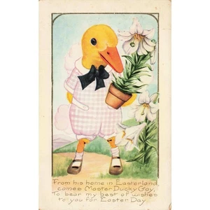 Vintage Ostern Postkarte Meister anthropomorph Ducky Gay Whitney gemacht Karte unbenutzt - Bild 1 von 2
