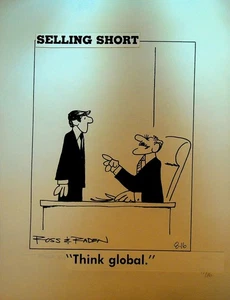 Selling Short Original Comic Strip Art 1980s Think Global - Picture 1 of 1