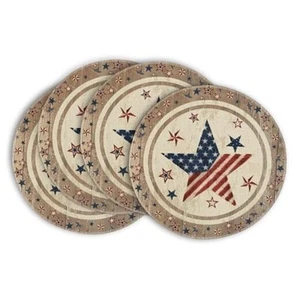 Wood Stars Strip-Shaped 4th of July Round Placemats Set of 4,14 Inch - Picture 1 of 7