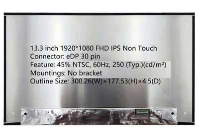 A+ 13.3" FHD IPS LCD Screen for Dell Latitude 5300 08PMR7 NV133FHM-N4A Non-touch - Image 1 of 4