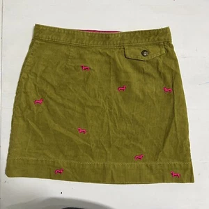 Crewcuts Girls Skirt green corduroy pink dogs adj waist Embroidered Olive Sz 10 - Picture 1 of 5