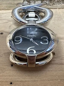 Damen F2 Fossil Quarz Uhr schwarzes strukturiertes Zifferblatt 39mm oval D92! - Bild 1 von 7