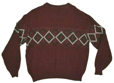 Suéter Argyle Vintage Madera Dura Pino Talla M/L Años 80 Argyle Rayas Cuello Redondo Grunge Foto 1 de 4