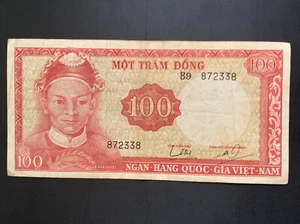 62072 VIETNAM SOUTH 100 DONG 1966 B9 872338 VIỆT NAM DUYET MONEY Currency Bill - Picture 1 of 2
