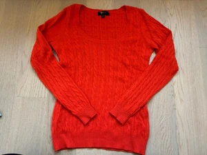Aqua Bright Red Scoop Neck Cable Knit Sweater Size Small - Picture 1 of 4