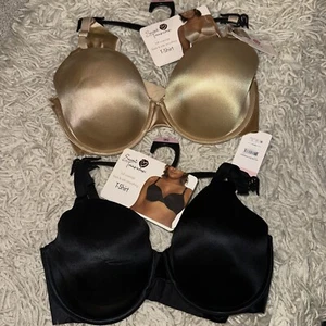 DAMEN SECRET TREASURES RÜCKENGLÄTTENDER T-SHIRT-BH BEIGE & SCHWARZ GRÖSSE 38D Paket 2 - Bild 1 von 9