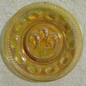 8" Vintage Apollo 13 Astronauts Carnival Glass Collectors Plate Wheaton 1970 - Picture 1 of 4