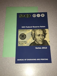 2013 $20 4 Note Sheet Uncut Currency BEP FOLDER & GREEN ENVELOPE ONLY - NO NOTES - Picture 1 of 4
