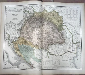 HUNGARY 1873 CARL GRAF VERY LARGE ANTIQUE MAP 19TH CENTURY - Picture 1 of 12
