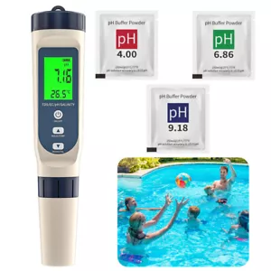 5in1 PH Wert Wasser Messgerät Digital Messer Tester Aquarium Pool Prüfer pH 0-14 - Bild 1 von 24