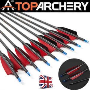 30" Carbon Arrows Archery Hunting Arrows Turkey Feathers Compound Recurve Bow - Picture 1 of 21