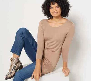 LOGO Layers by Lori Goldstein Rayon Crew Neck 3/4 Top -more Choices a457764 -- - Picture 1 of 9