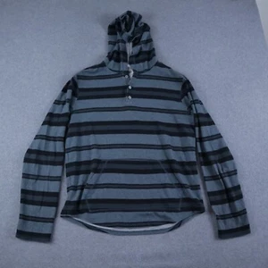 On the Byas Hoodie Mens Medium 1/4 Button Pullover Knit Blue Striped Long Sleeve - Picture 1 of 6