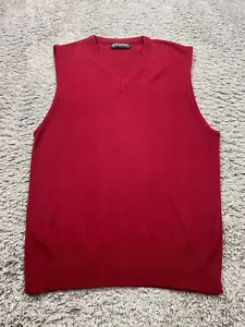 Vtg Puritan Sweater Men XL Red Orlon Acrylic Ribbed V Neck Grandpa Vest Made USA - Picture 1 of 9