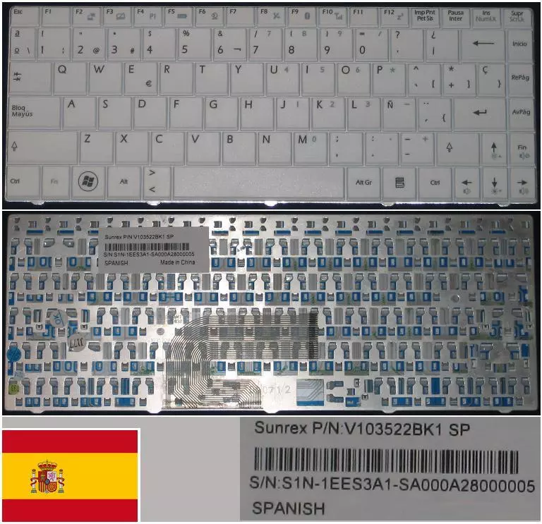 Keyboard qwerty Spanish MEDION S3211 MSI X300 V103522BK1 S1N-1EESA1-SA0 White - Image 1 of 1