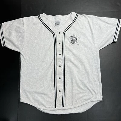 Vintage Chicago Police Baseball Jersey Shirt Gray FLAW Hole Mens Size Large - Image 1 of 4