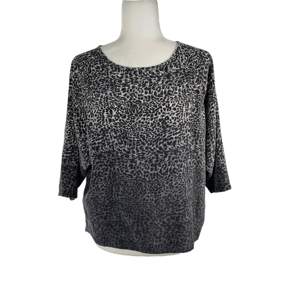 Joie XS Women's Fonda Gray Ombre Silk Leopard Print Dolman Sleeve Blouse Size XS - Image 1 of 4