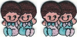 1.125" inch Embroidery Baby Twins Patch Lot of 2 - Picture 1 of 1