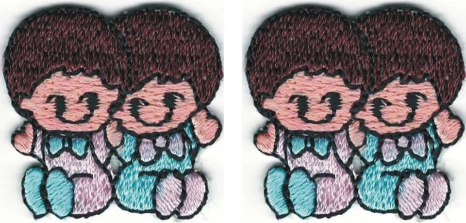1.125" inch Embroidery Baby Twins Patch Lot of 2 - Image 1 of 1