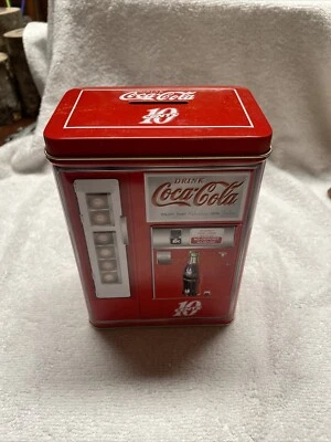 Coca-Cola VENDING MACHINE TIN with Bank ~ Resto Style 6.5" Tall - Image 1 of 4