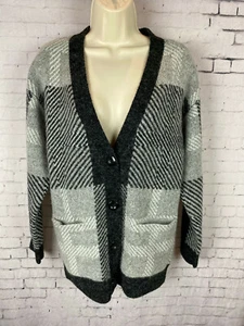 Cyrus Maglia Cardigan Maglione Piccolo Donna Grigio Nero Tasche Scollo a V Morbido (BAQ) - Foto 1 di 10