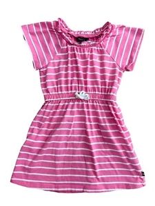 Nautica Size 5 Girls Pink White Striped Dress Stripes Elastic Waist Logo Soft - Picture 1 of 6